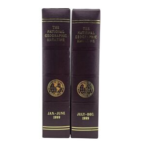 National Geographic Magazine Binders Set of 2 Burgundy Good Vintage Storage 1999